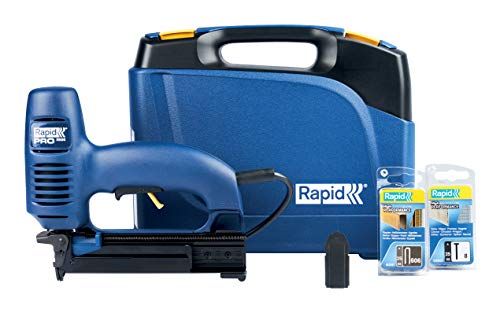 Rapid PRO R606 - Agrafeuse-Cloueuse Électrique pour Agrafes N°606 & Pointes N°8 (Incluses), Force de Frappe Réglable & Plaque Avant Amovible, pour Panneaux de Bois, Livré dans coffret (10643015)