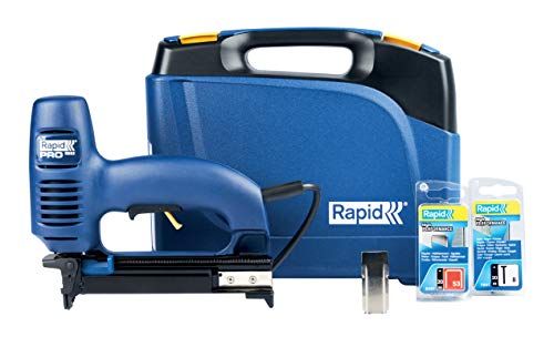 Rapid PRO R553 - Agrafeuse-Cloueuse Électrique pour Agrafes N°53 & Pointes N°8 (Incluses), Force de Frappe Réglable & Plaque Avant Amovible, Livré dans une Malette de Transport (10642912)